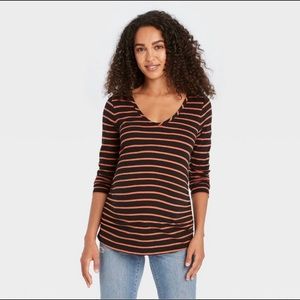Black and Orange Long Sleeve Maternity Shirt - XL